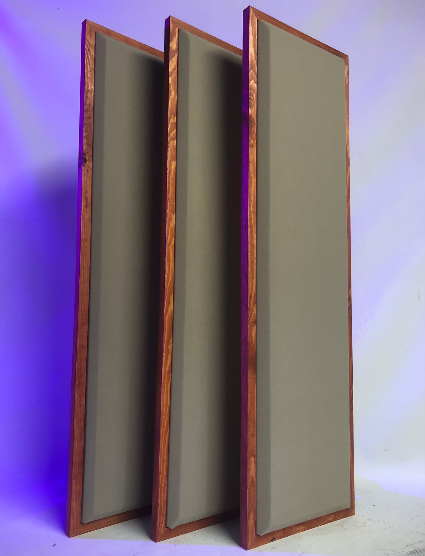 Acoustic Panels (Set of 3) Khaki w/ Gunstock Frames - 3ftx1ftx1.5in