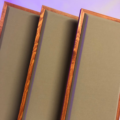 Acoustic Panels (Set of 3) Khaki w/ Gunstock Frames - 3ftx1ftx1.5in