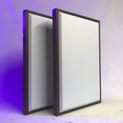 Acoustic Panels (Set of 2) White w/ Red Mahogany Frames - 28inx19in