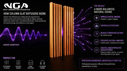 Column Slat Diffusers (Pair) | Premium Wood Sound Diffuser Set - Walnut