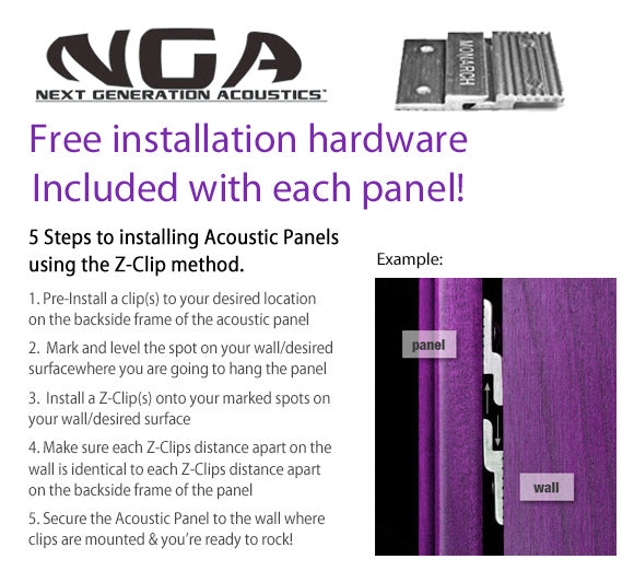 Acoustic Panels (Set of 3) Purple w/ Black Frames - 26inx14in