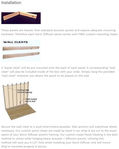 SONIC DIFFUSER PANEL - Earthtone Wood (2ft x 2ft) Acoustic Skyline Diffuser