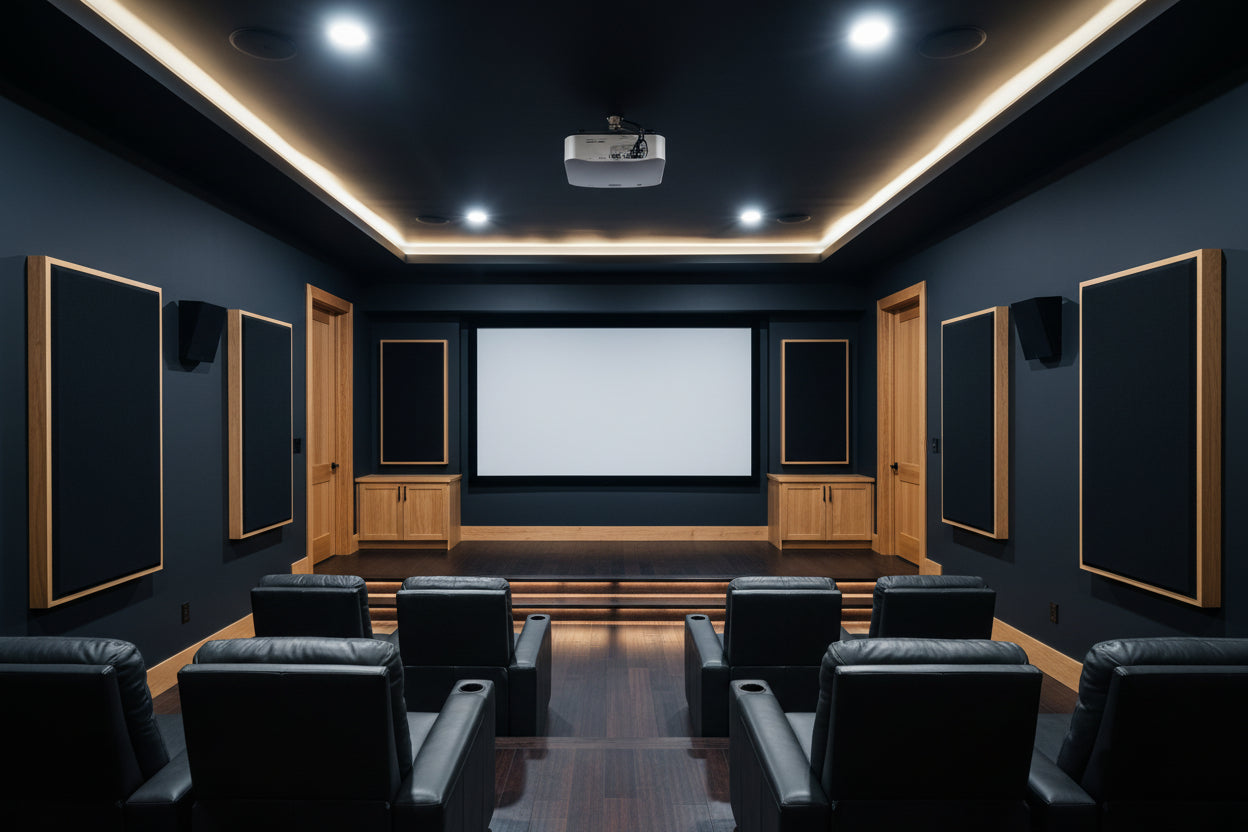 ACOUSTIC PANEL - BLACK & GOLDEN PECAN FRAMED